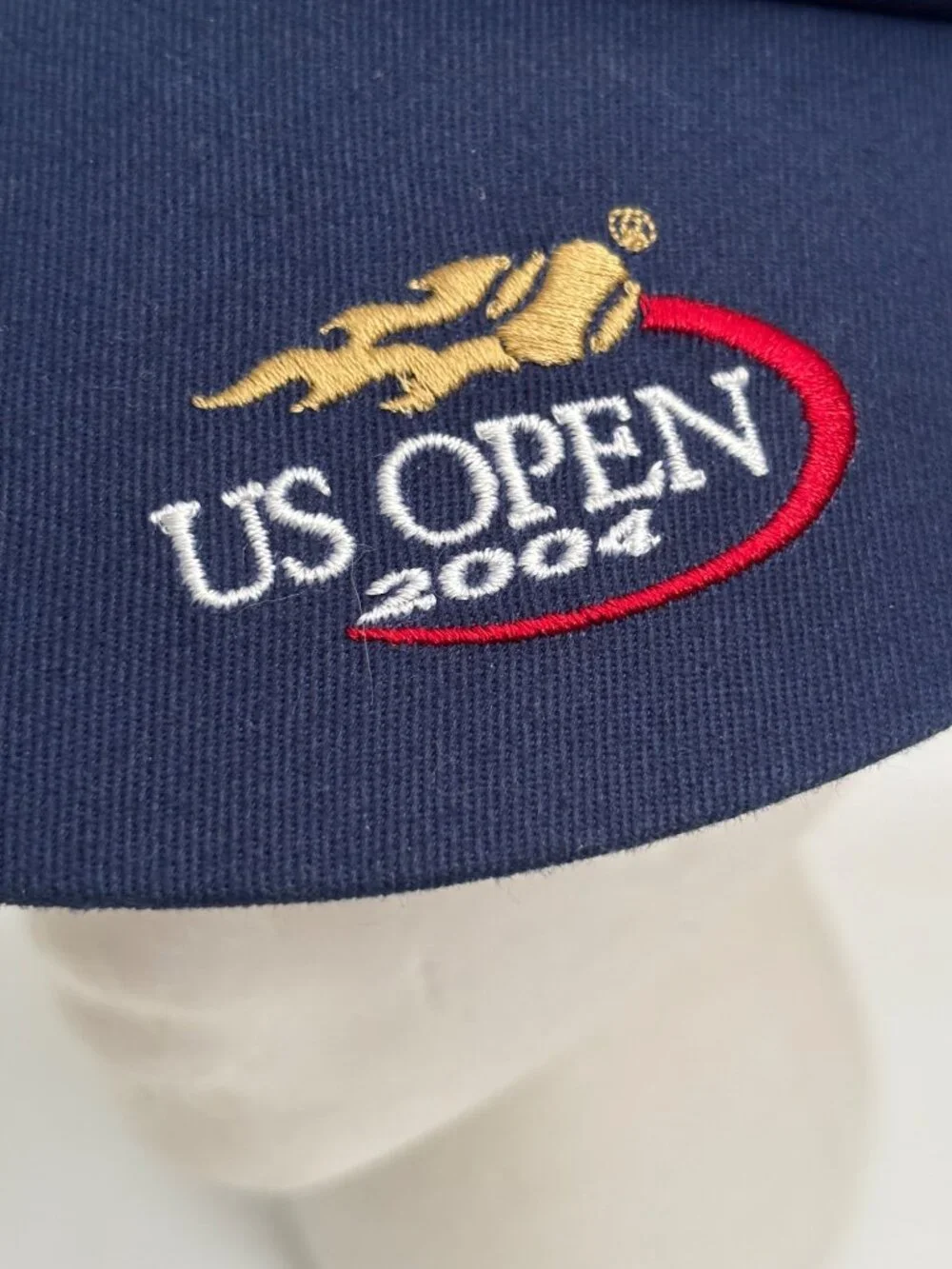 US Open 2004 Fila Navy Blue Tennis Visor Embroidered Logo Adjustable Cotton Unis